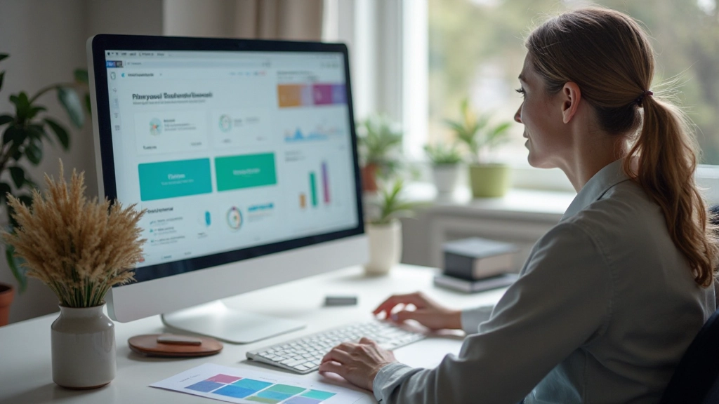 Designer werkt aan gezondheidsapp dashboard op een iMac, met notities en prototypes op het bureau