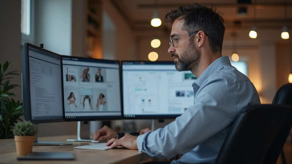 Designer werkt aan gezondheidsplatform op groot scherm met kleurenschema