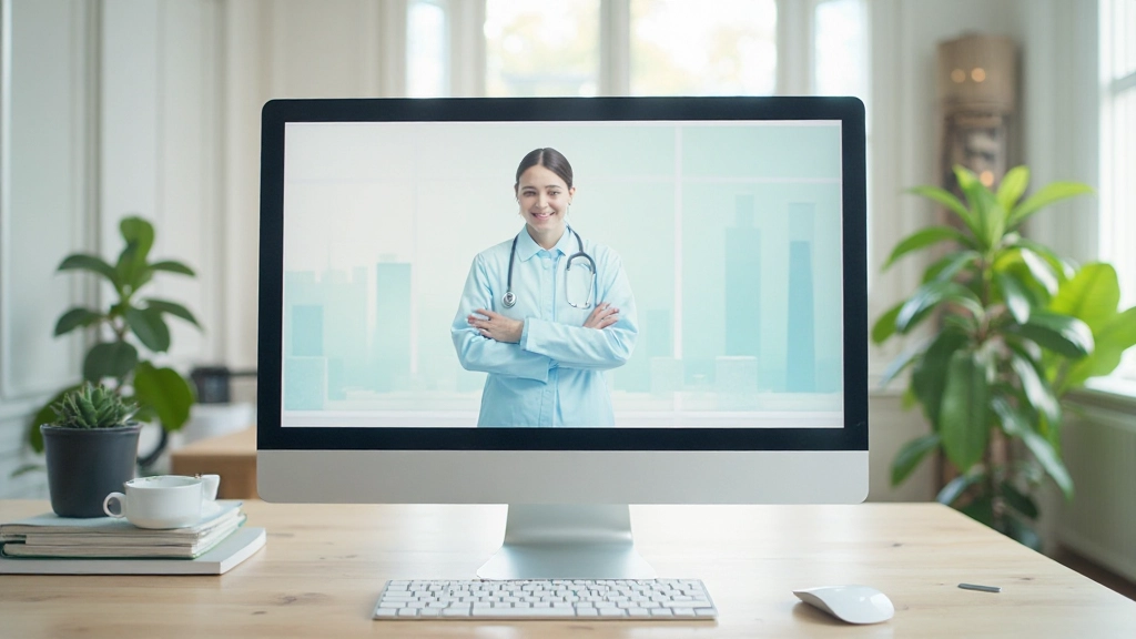 Gezondheidsplatform interface met schone, rustgevende ontwerp op groot scherm